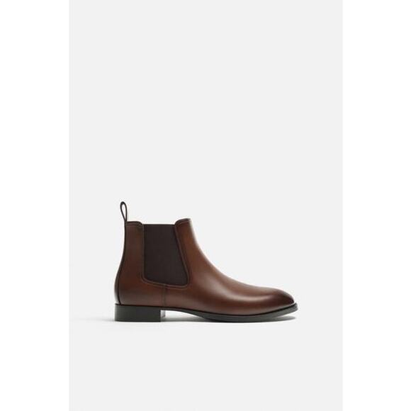 Zara Basic Collection Pointed Toe Chelsea Boots Brown Size 38 - Picture 2 of 11